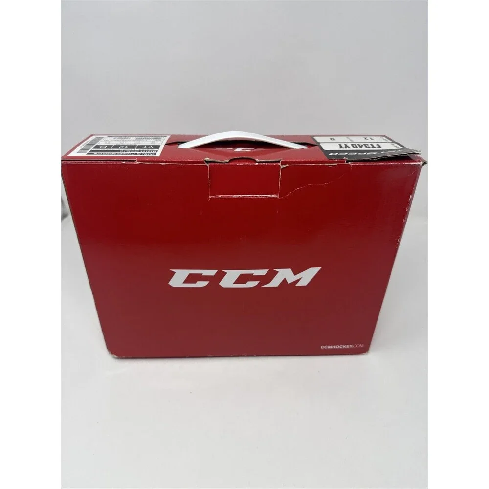 CCM FT340 YOUTH 12 D YT Jet speed Ice Hockey Player Skates BOX NICE Red Black